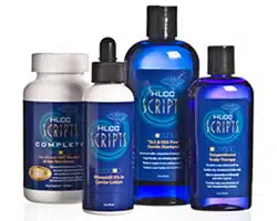 A set of hair care products, including a bottle of shampoo and a bottle of conditioner, specially formulated to provide effective hair loss solutions.