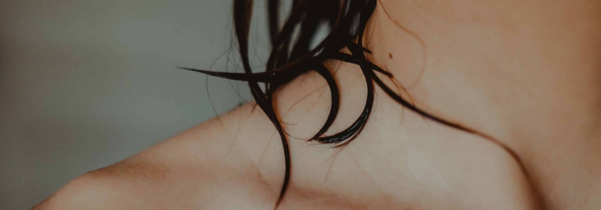 Wet hair in the shower