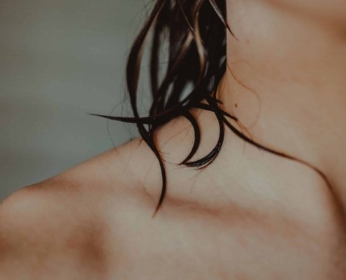 Wet hair in the shower