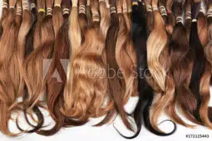Hair extensions on a white background, suitable for alopecia patients.