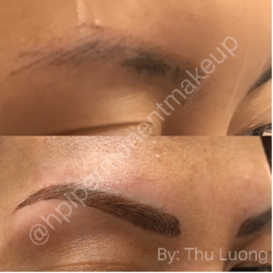 Microblading and reshaping of brows
