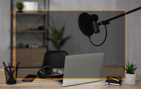 Podcast studio office set up