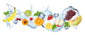 A variety of fruits are delicately infused into the water.