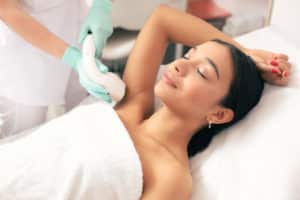 Woman Receiving Laser Hair Removal