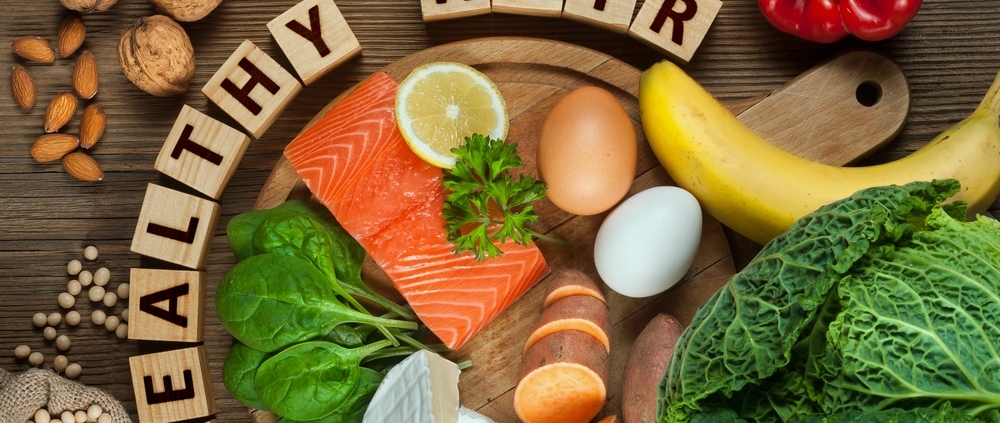 Healthy Hair Letter Blocks With Healthy Food