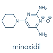 The low dose chemical structure of minoxidil for hair loss.