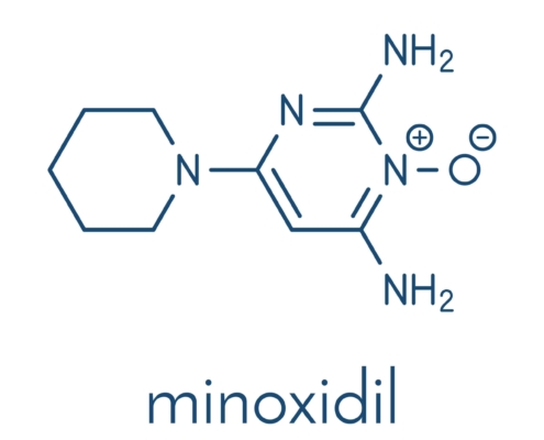 The low dose chemical structure of minoxidil for hair loss.