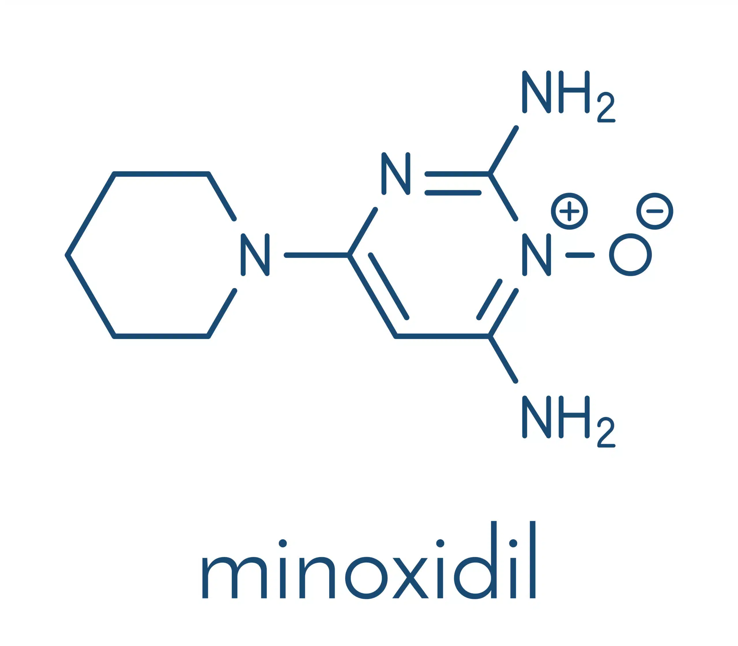 The low dose chemical structure of minoxidil for hair loss.