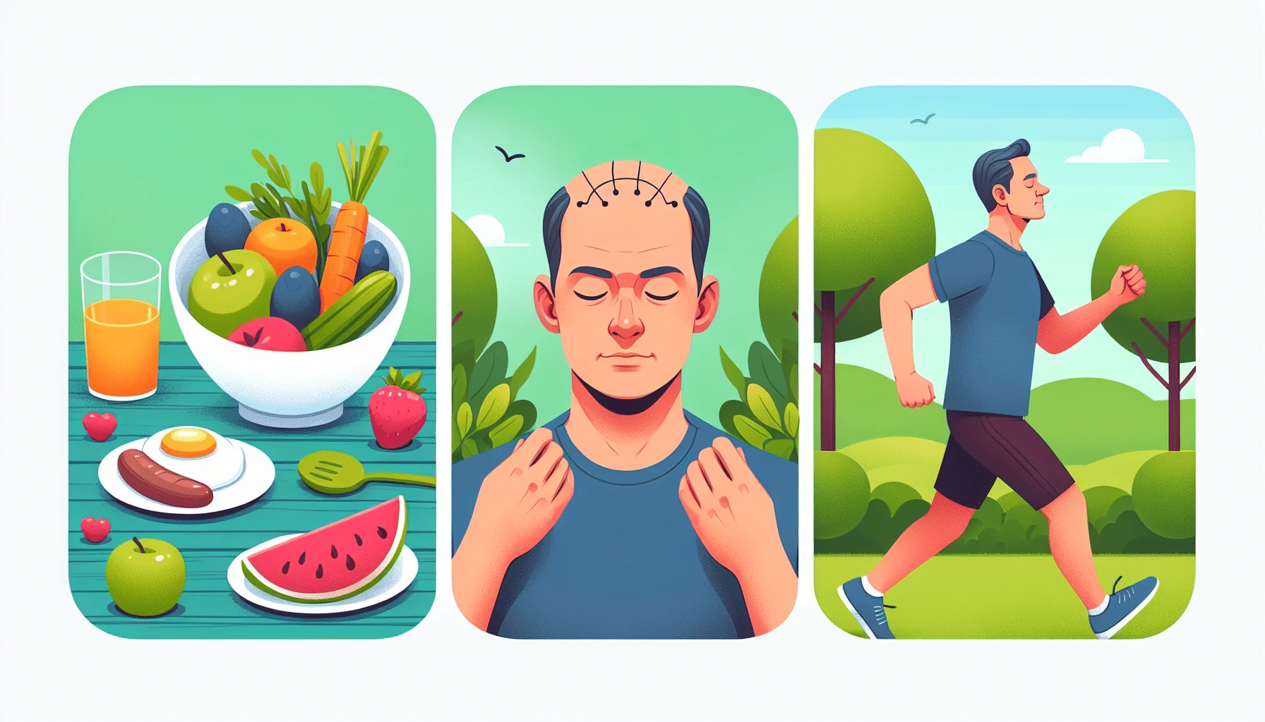 Illustration of lifestyle adjustments to combat hair loss